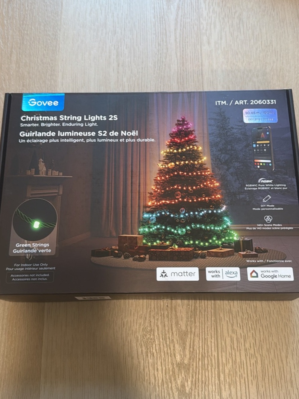 Govee Christmas String Lights 2S – Green Wire Multi-Color LEDs